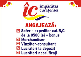 Rețeaua de magazine "Împărăția Curățeniei" angajează.